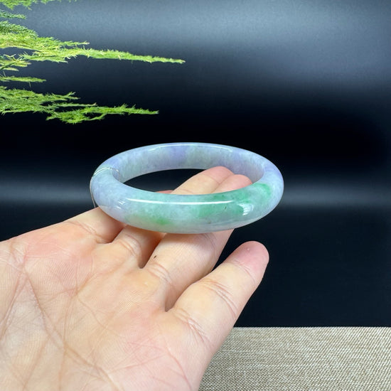Genuine Burmese Lavender Green Jadeite Jade Bangle Bracelet ( 58.4mm )