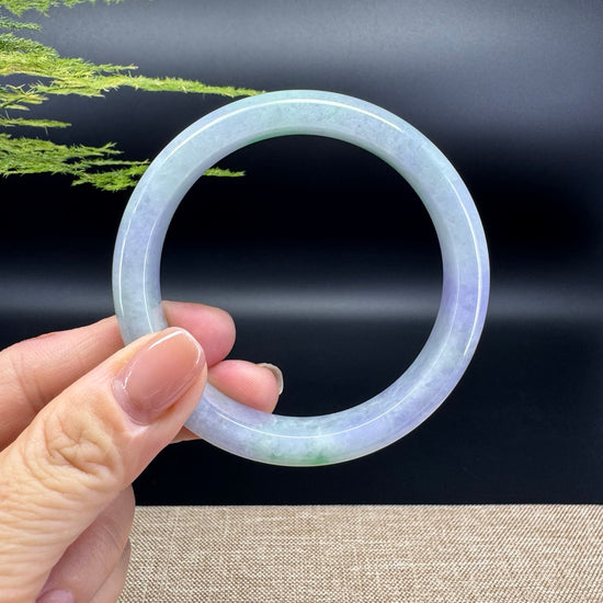 Genuine Burmese Lavender Green Jadeite Jade Bangle Bracelet ( 58.4mm )