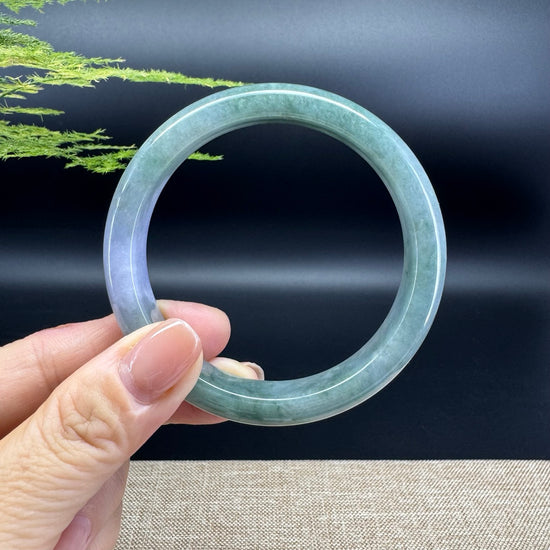 Genuine Burmese  Lavender Oil Green Jade Jadeite Bangle Bracelet ( 59.5mm )