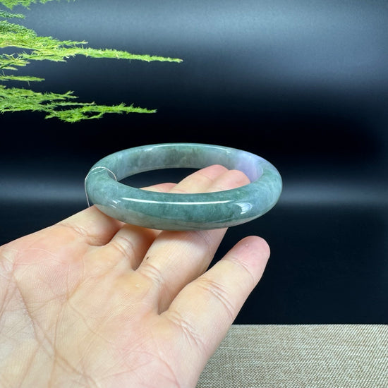 Genuine Burmese  Lavender Oil Green Jade Jadeite Bangle Bracelet ( 59.5mm )