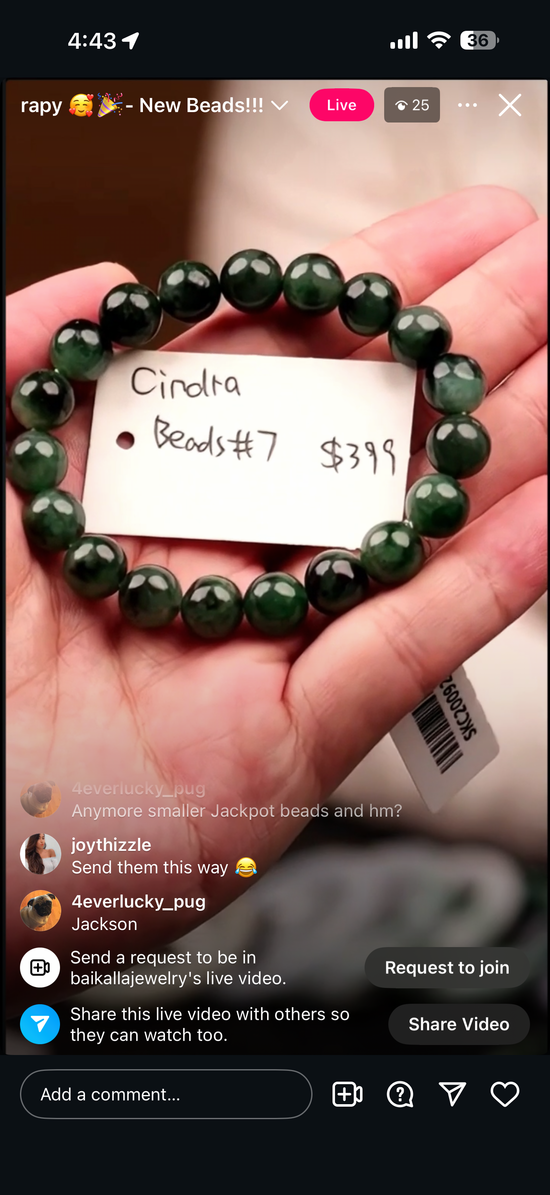 "Live" Natural Green Jadeite Jade Beads Bracelet (09/25/25)