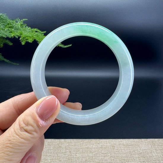 Genuine Burmese Icy Green Jade Jadeite Bangle Bracelet ( 58.4mm )