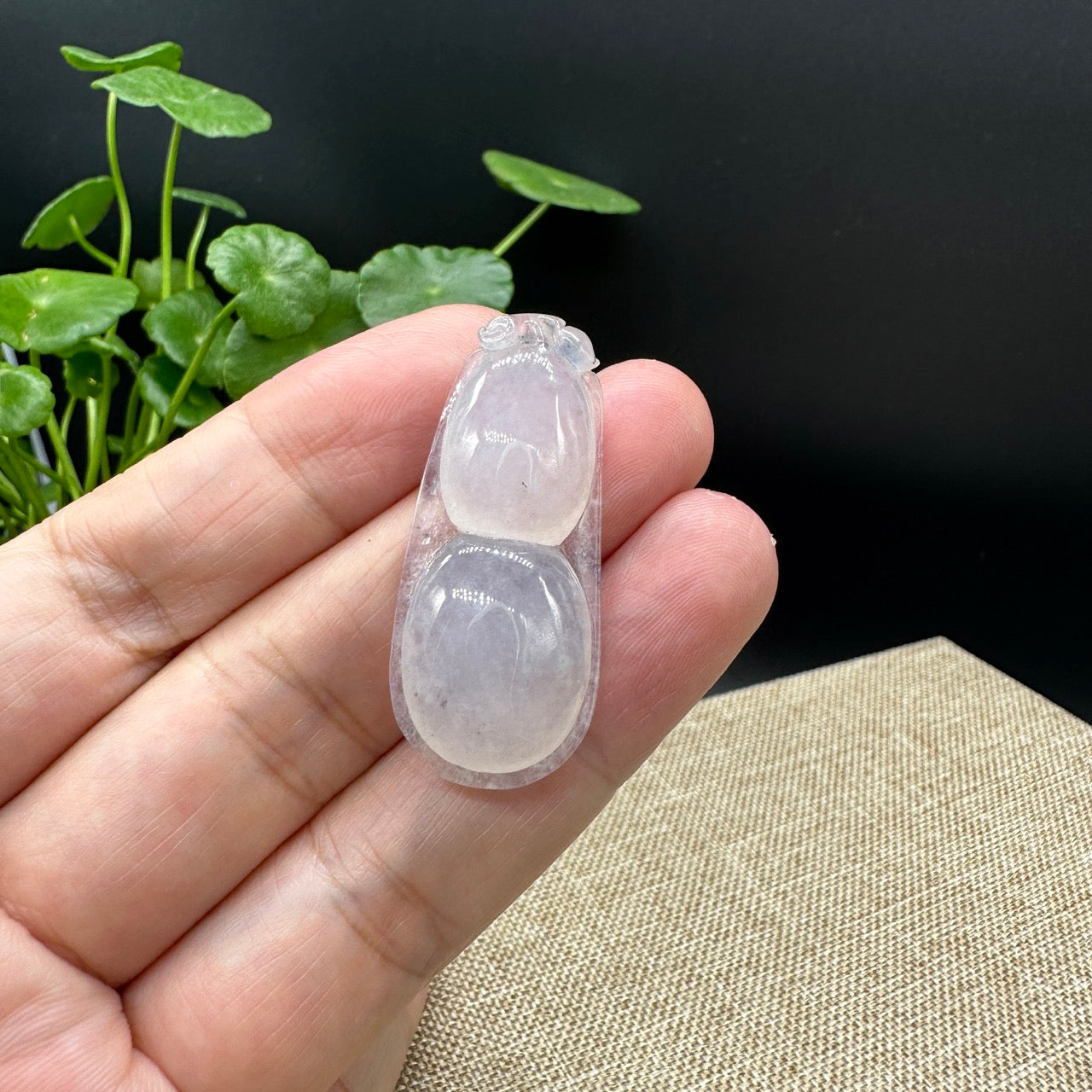 Genuine Ice Jadeite Jade FU Dou Pendant Necklace
