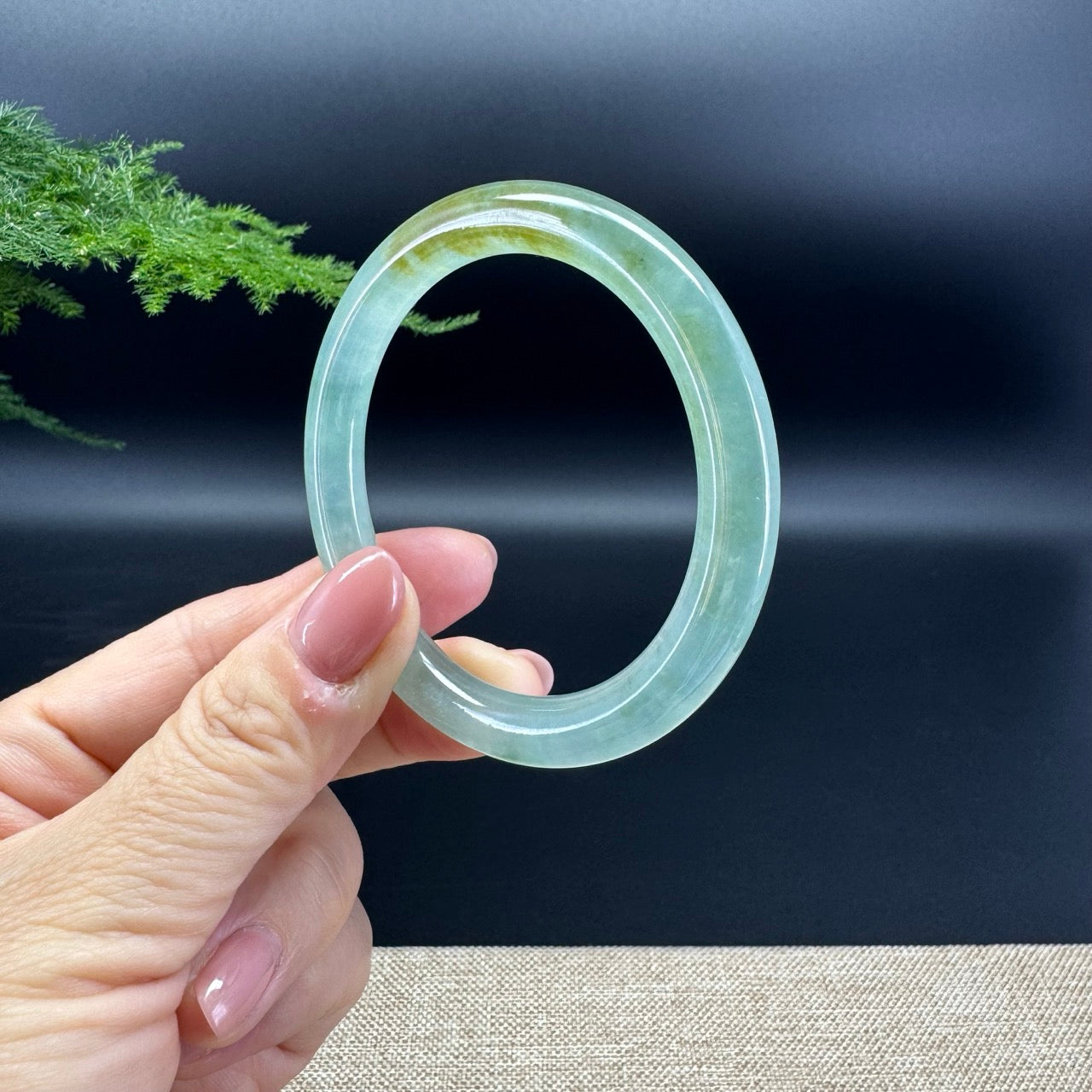 Genuine Burmese Yellow Green Jade Jadeite Bangle Bracelet (53.8mm)