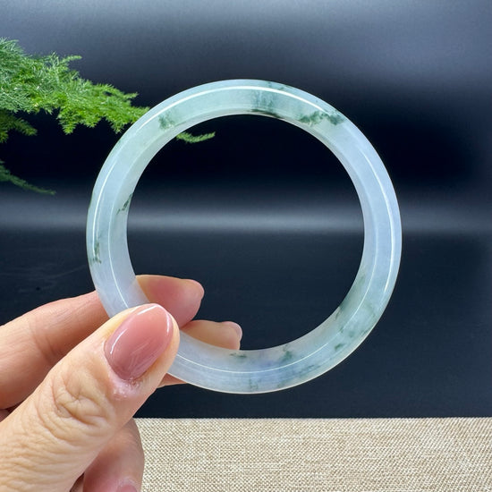 Genuine Burmese Icy Green Jade Jadeite Bangle Bracelet ( 61.7mm )
