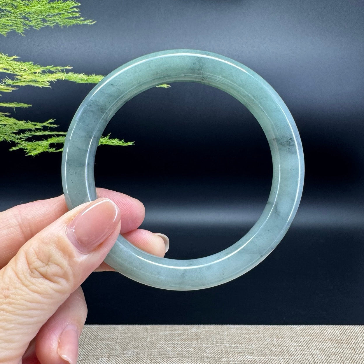 Genuine Burmese Blue Green Jade Jadeite Bangle Bracelet ( 59.5mm )