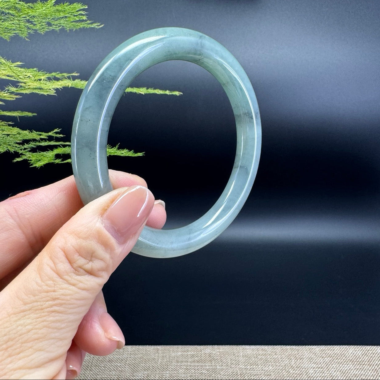 Genuine Burmese Blue Green Jade Jadeite Bangle Bracelet ( 59.5mm )