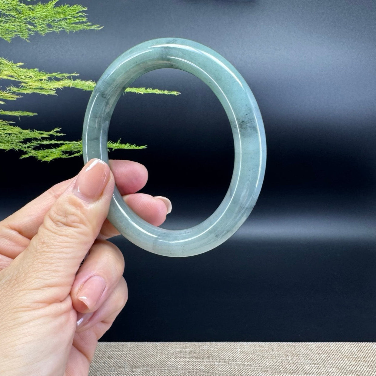 Genuine Burmese Blue Green Jade Jadeite Bangle Bracelet ( 59.5mm )