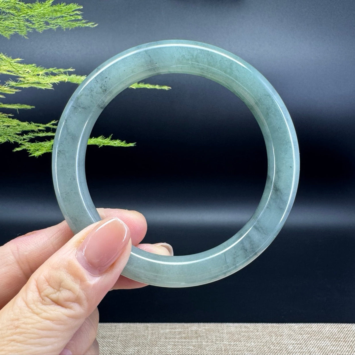 Genuine Burmese Blue Green Jade Jadeite Bangle Bracelet ( 59.5mm )