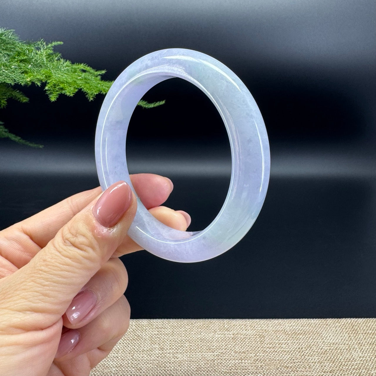 Genuine Burmese Lavender Green Jade Jadeite Bangle Bracelet ( 56.7mm )