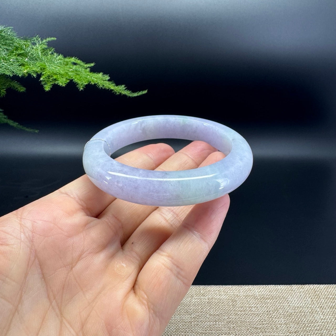 Genuine Burmese Lavender Green Jade Jadeite Bangle Bracelet ( 56.7mm )