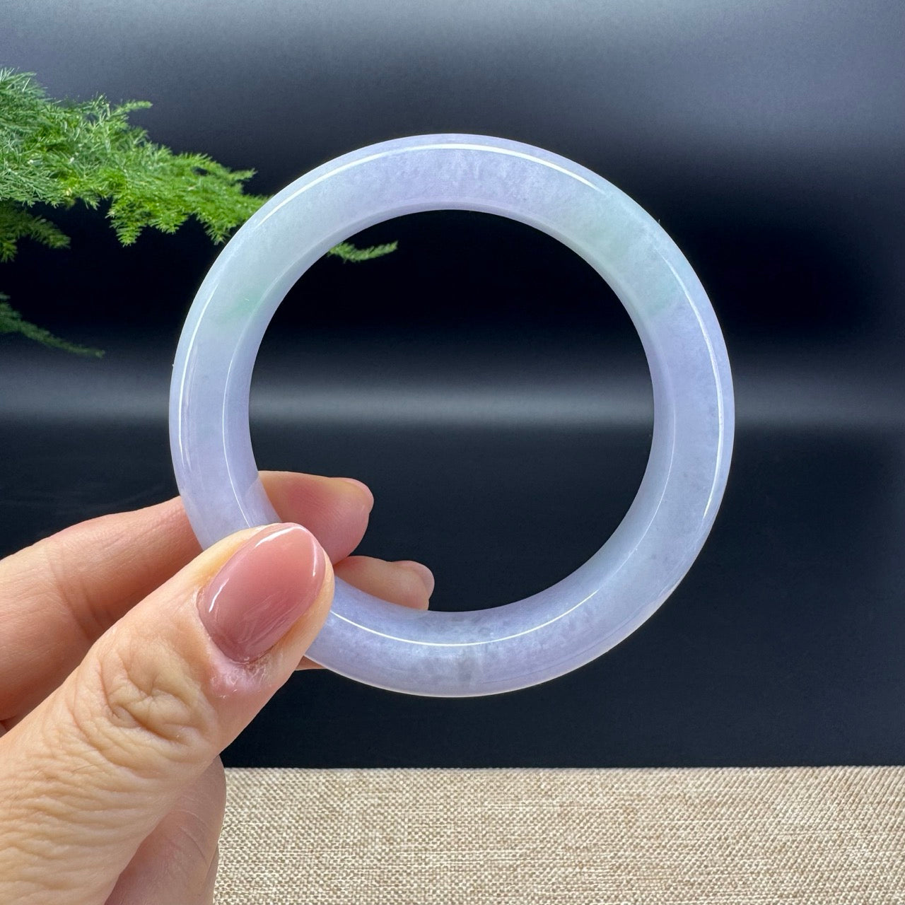 Genuine Burmese Lavender Green Jade Jadeite Bangle Bracelet ( 56.7mm )