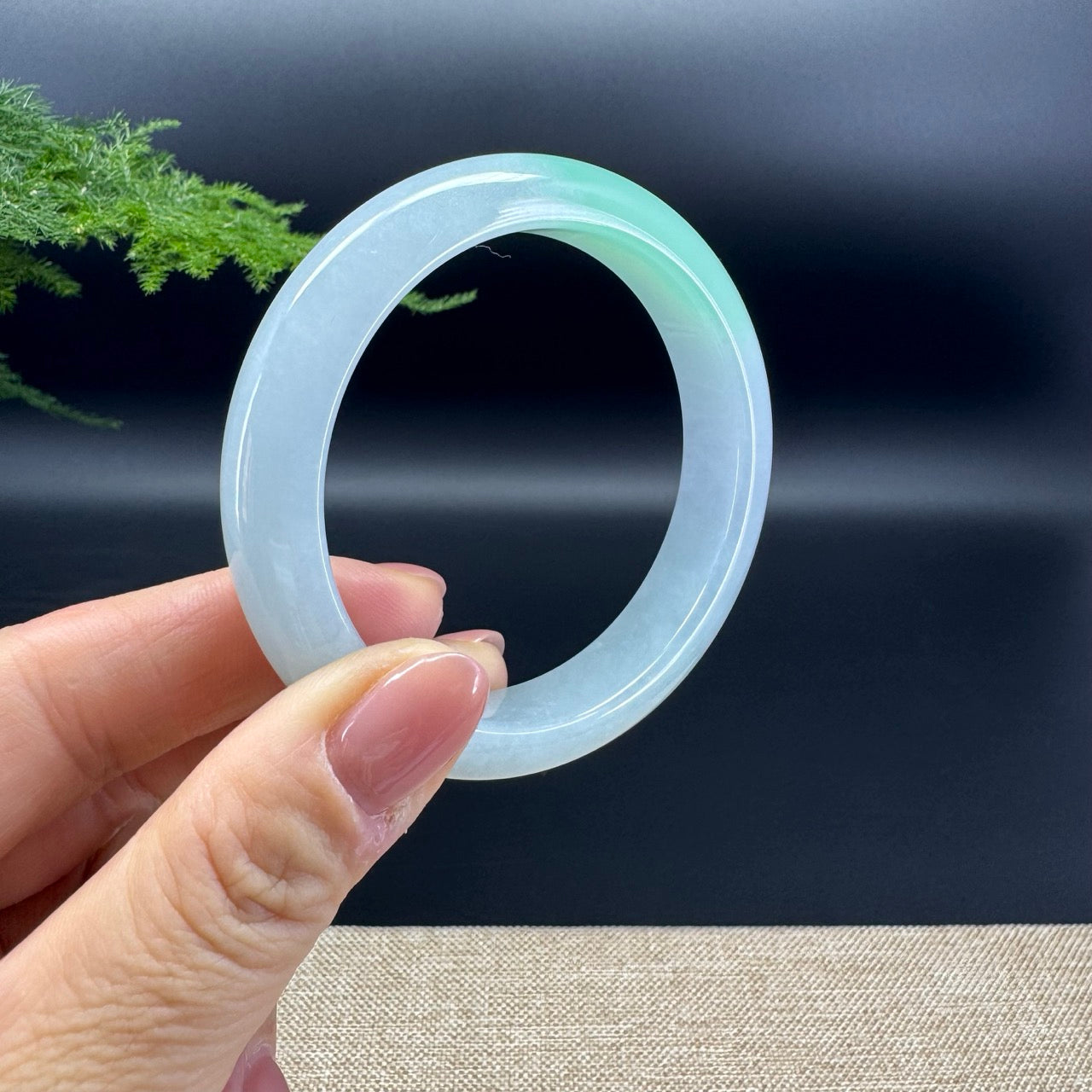 Genuine Burmese Icy Green Jade Jadeite Bangle Bracelet (55.1mm)