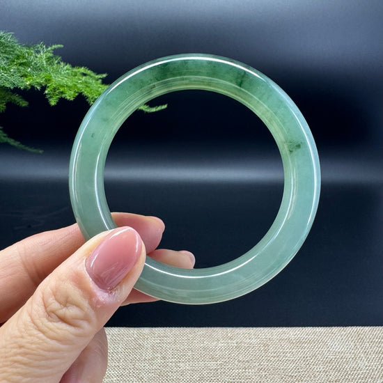 Genuine Burmese Oil Green Jade Jadeite Bangle Bracelet ( 54.3mm )