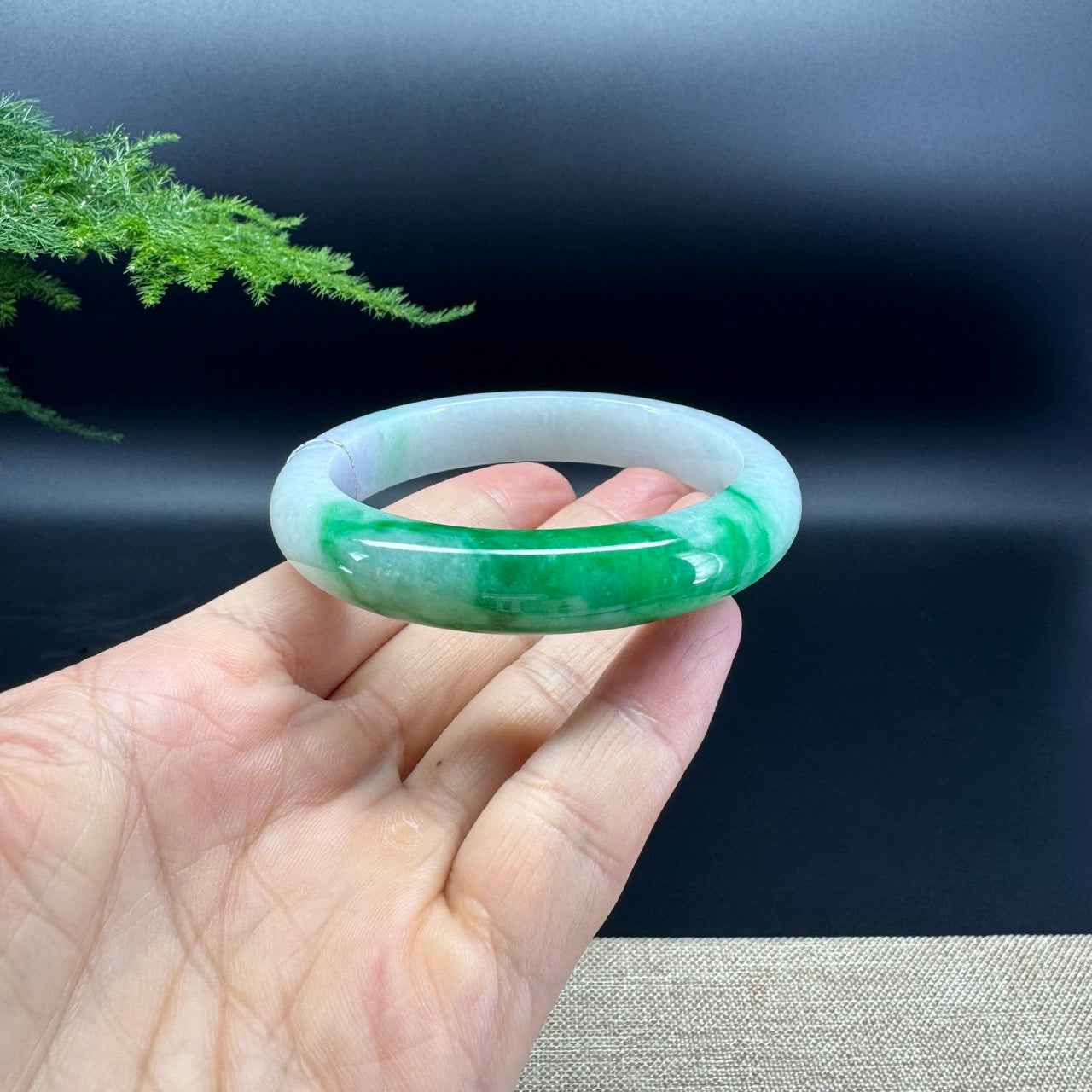 Genuine Burmese Green Lavender Jade Jadeite Bangle Bracelet (57.6mm)