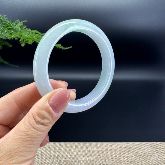 Genuine Burmese Lavender Green Jade Jadeite Bangle Bracelet ( 60.9mm )