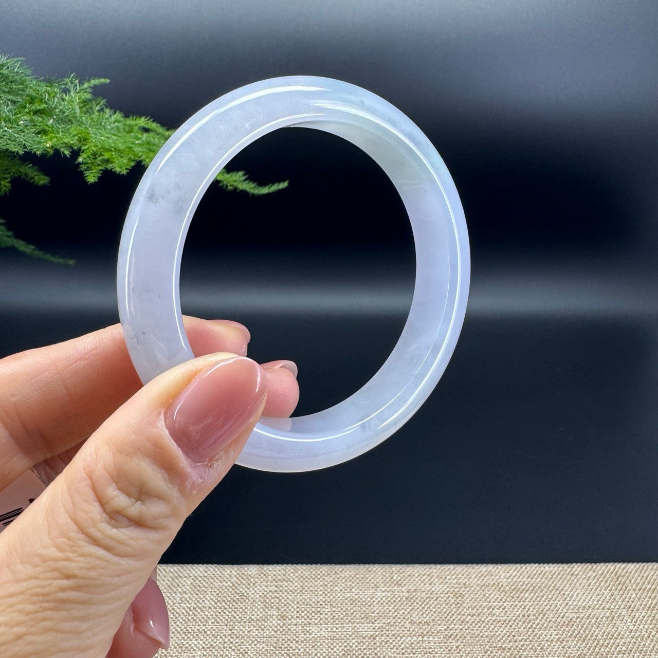 High end Genuine Burmese Lavender Green Jade Jadeite Bangle Bracelet ( 57.2mm )