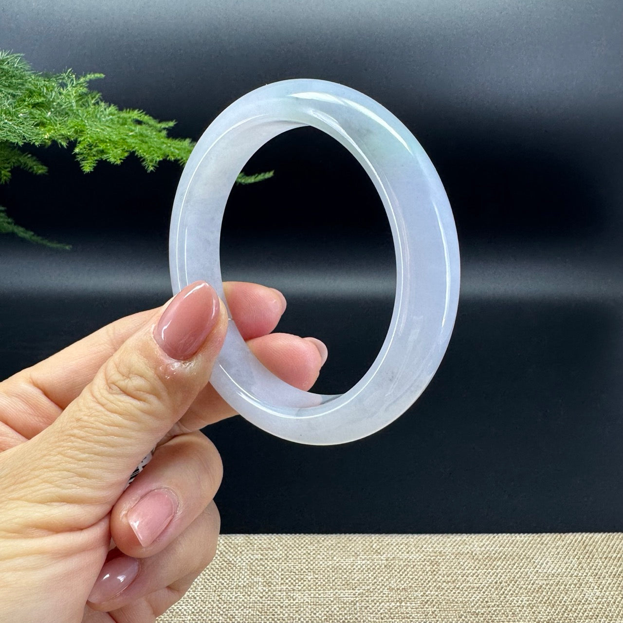 High end Genuine Burmese Lavender Green Jade Jadeite Bangle Bracelet ( 57.2mm )
