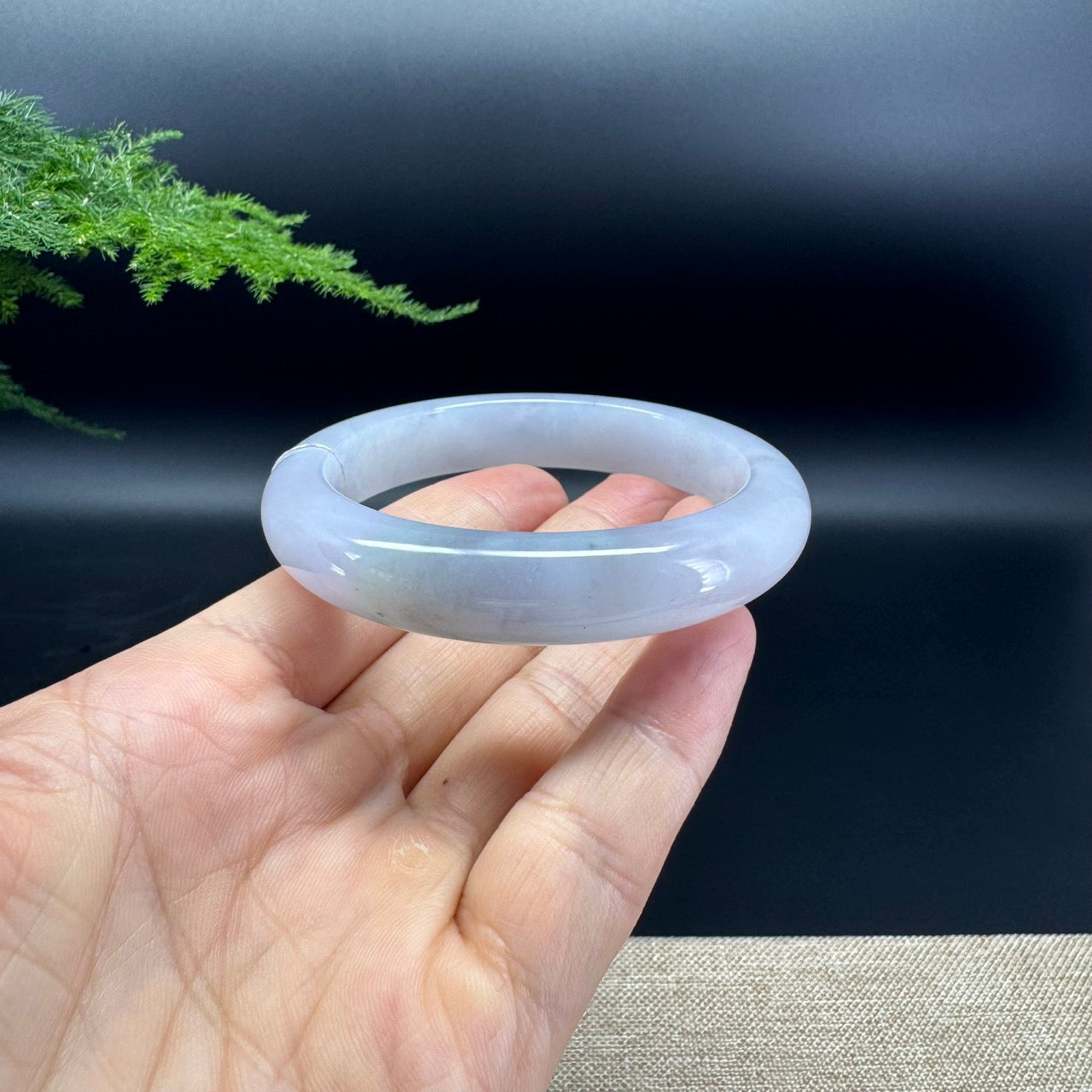 High end Genuine Burmese Lavender Green Jade Jadeite Bangle Bracelet ( 57.2mm )