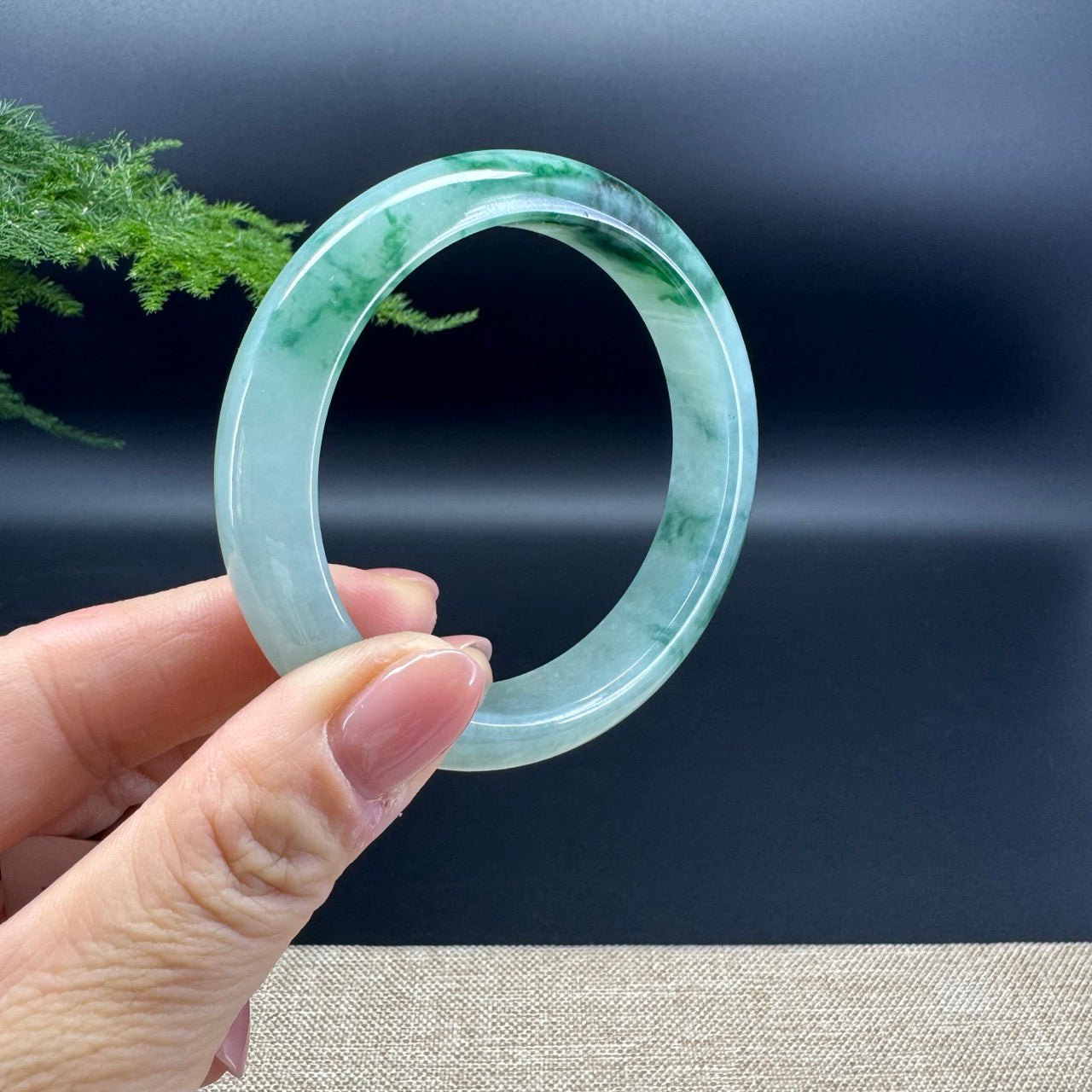 Genuine Burmese Icy Green Jade Jadeite Bangle Bracelet (57.2mm)