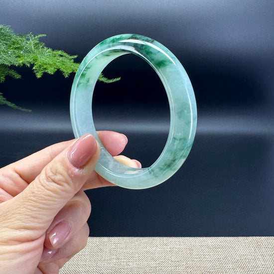 Genuine Burmese Icy Green Jade Jadeite Bangle Bracelet (57.2mm)