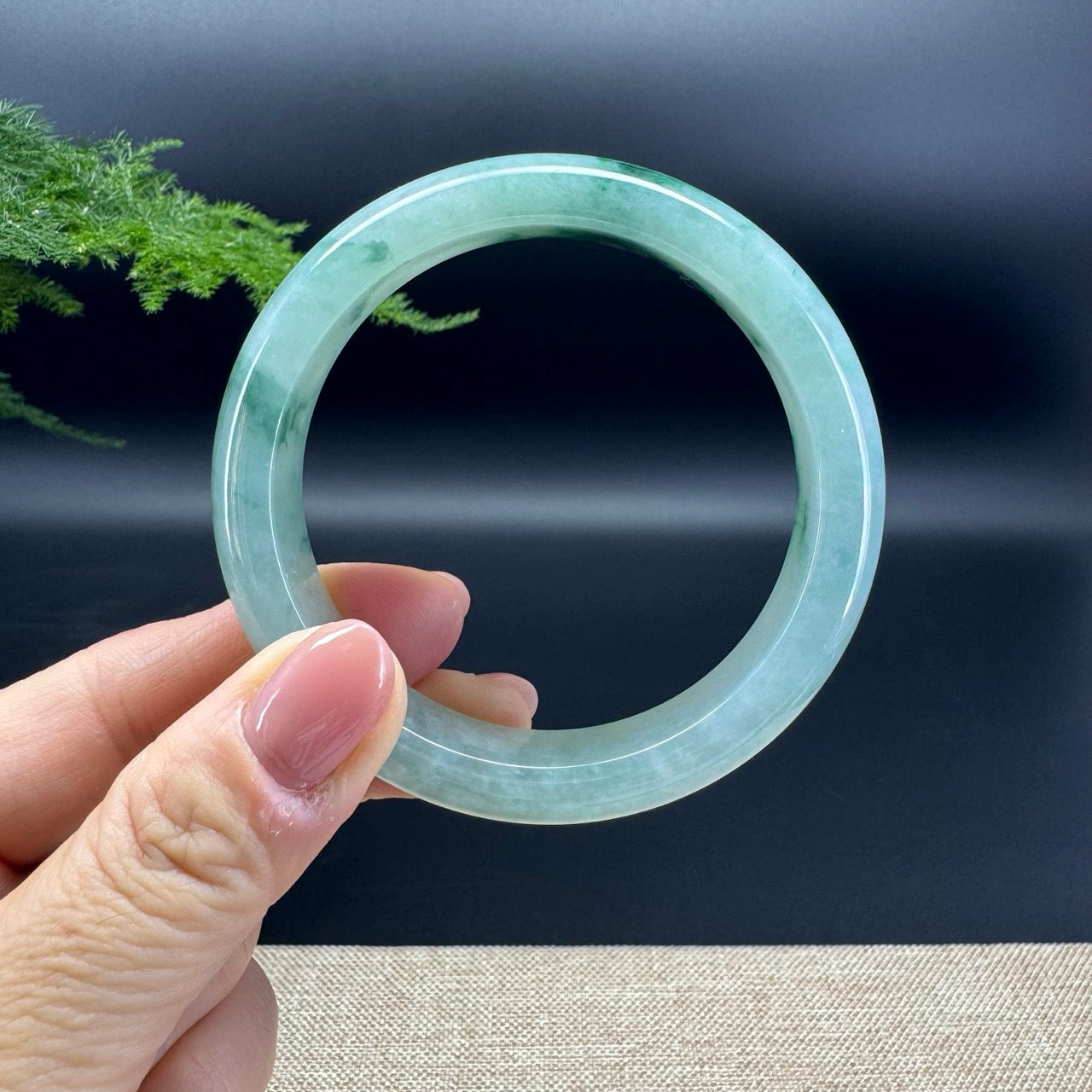 Genuine Burmese Icy Green Jade Jadeite Bangle Bracelet (57.2mm)
