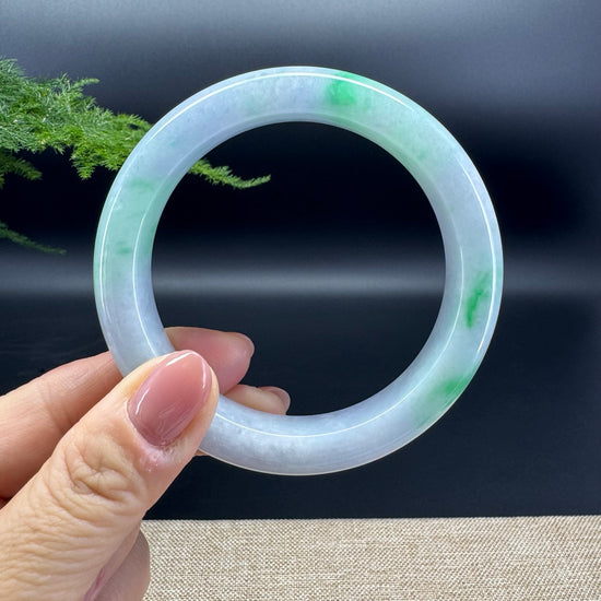 Genuine Burmese Lavender Green Jade Jadeite Bangle Bracelet ( 62.2mm )