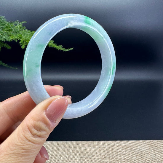 Genuine Burmese Lavender Green Jade Jadeite Bangle Bracelet ( 62.2mm )