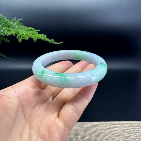 Genuine Burmese Lavender Green Jade Jadeite Bangle Bracelet ( 62.2mm )