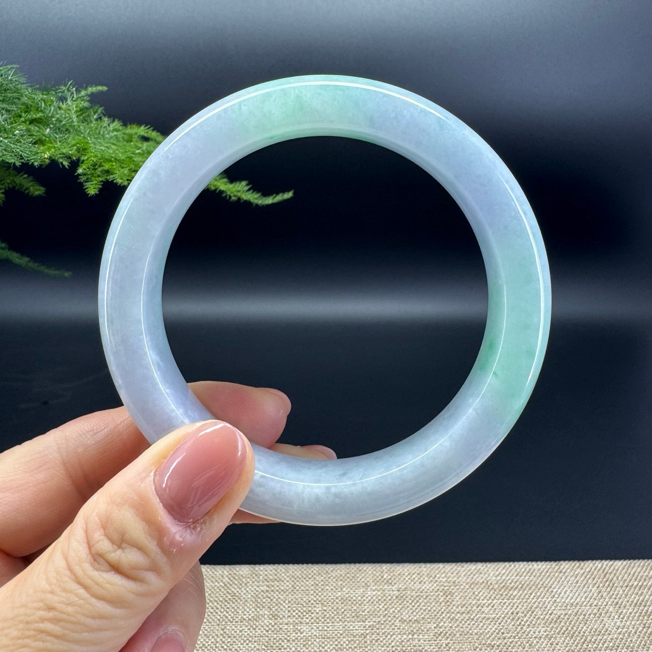 Genuine Burmese Lavender Green Jade Jadeite Bangle Bracelet ( 62.2mm )