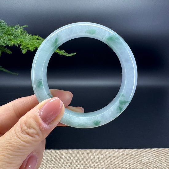Genuine Burmese Green lavender Jade Jadeite Bangle Bracelet ( 56.4mm )