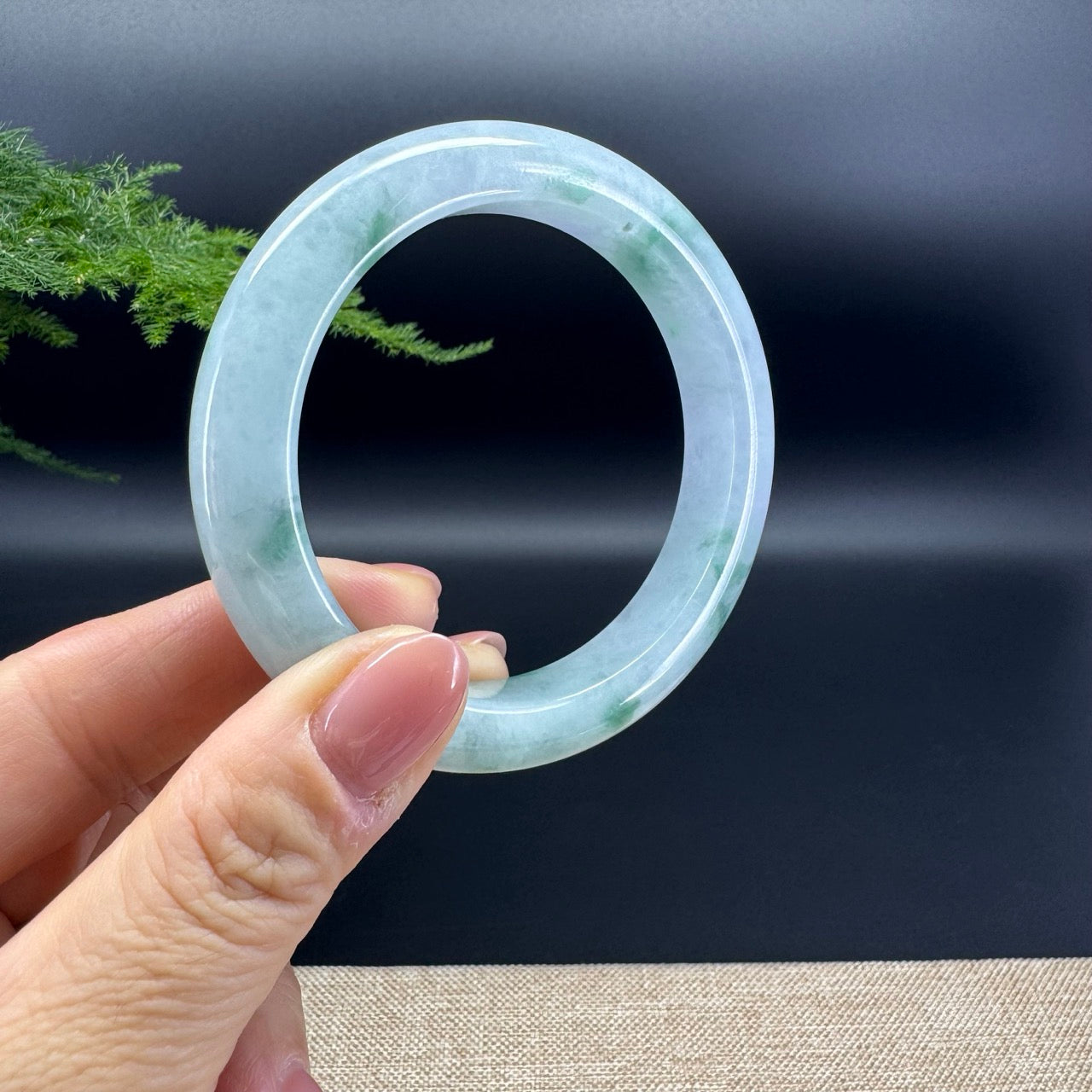 Genuine Burmese Green lavender Jade Jadeite Bangle Bracelet ( 56.4mm )