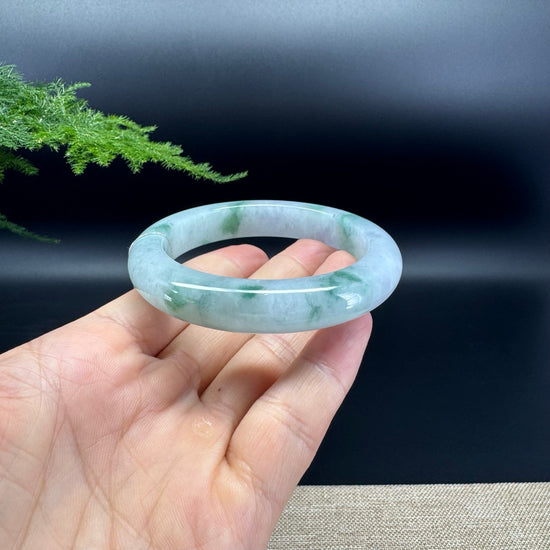 Genuine Burmese Green lavender Jade Jadeite Bangle Bracelet ( 56.4mm )