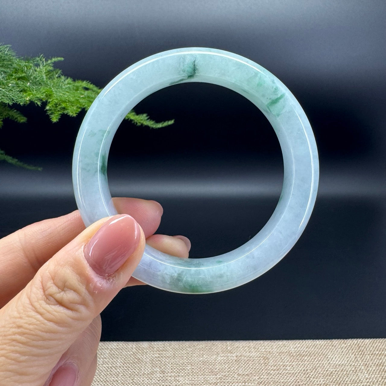Genuine Burmese Green lavender Jade Jadeite Bangle Bracelet ( 56.4mm )