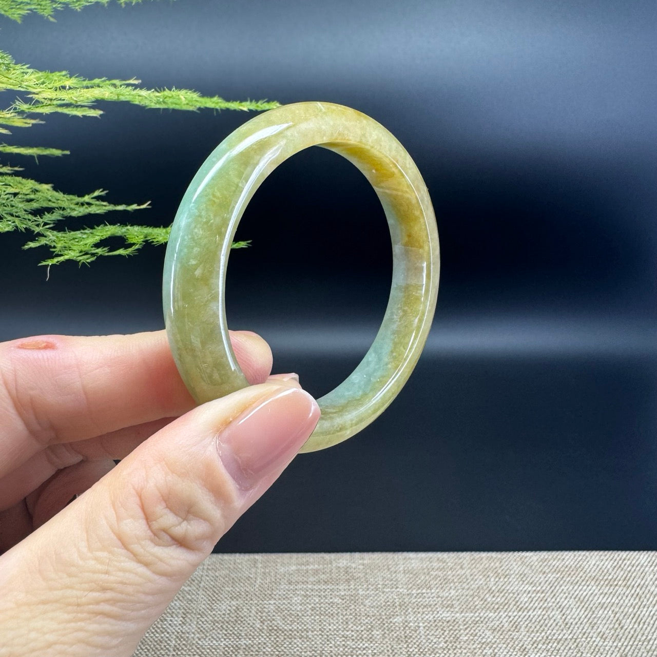 Genuine Burmese Yellow Green Jade Jadeite Bangle Bracelet ( 50.8mm )