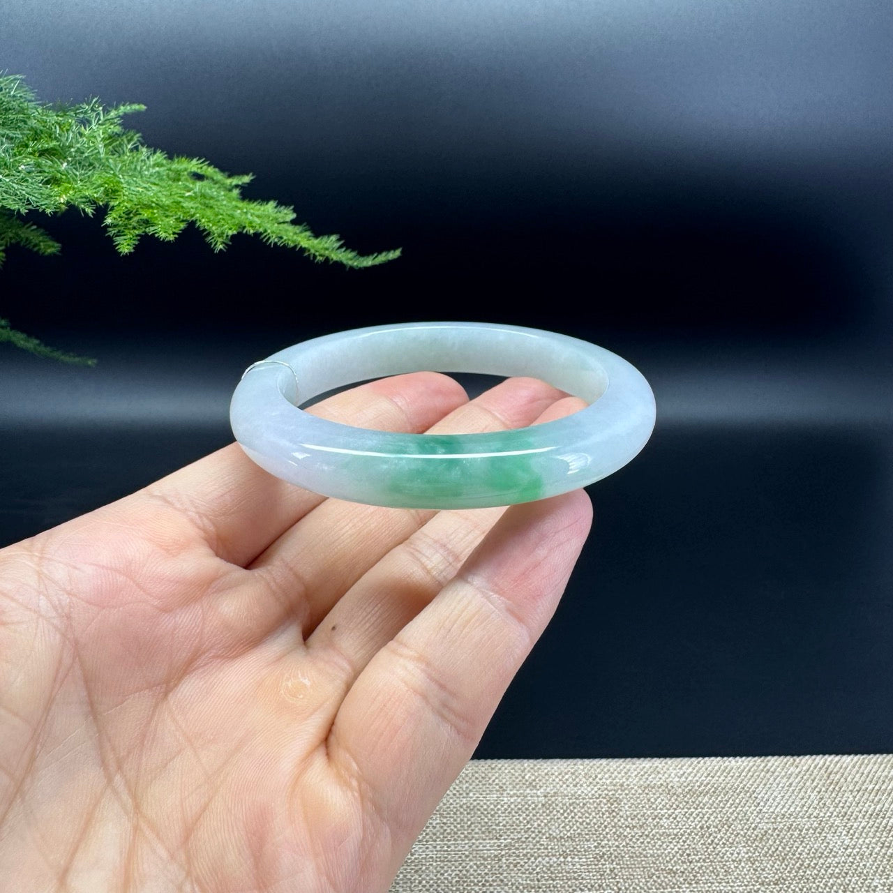 Genuine Burmese Icy Green Jade Jadeite Bangle Bracelet (54.7mm)