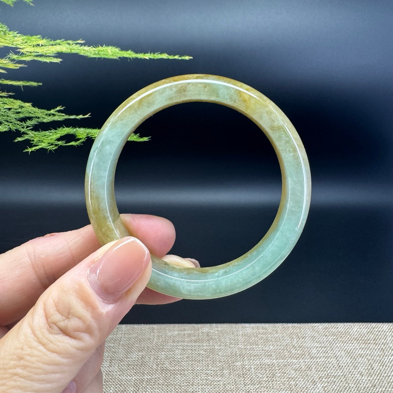Genuine Burmese Yellow Green Jade Jadeite Bangle Bracelet ( 50.8mm )