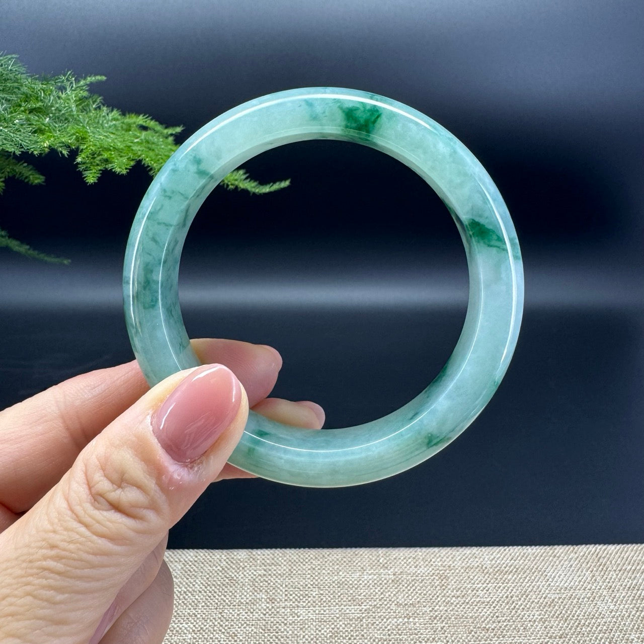Genuine Burmese Green Jade Jadeite Bangle Bracelet (57.5mm)