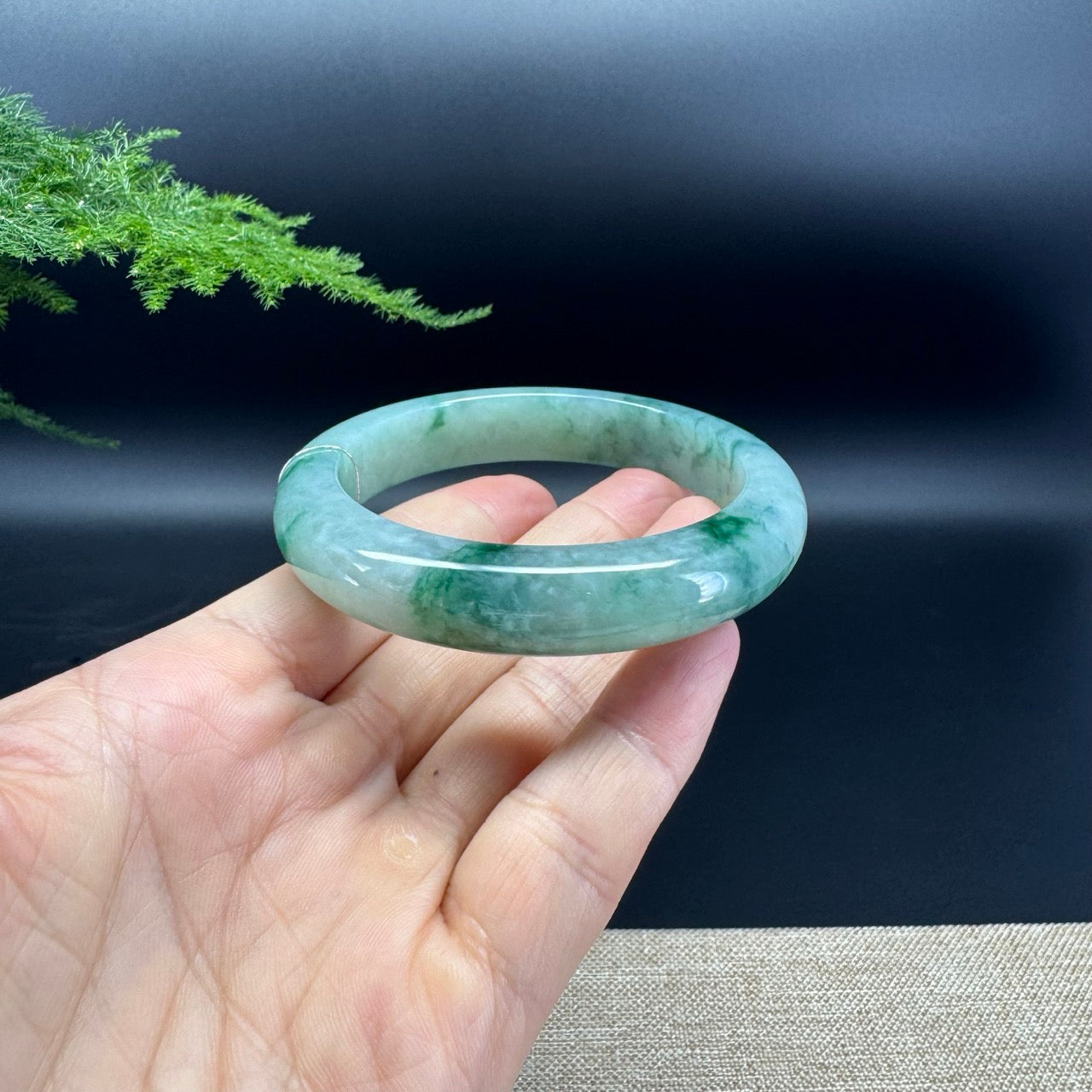 Genuine Burmese Green Jade Jadeite Bangle Bracelet (57.5mm)