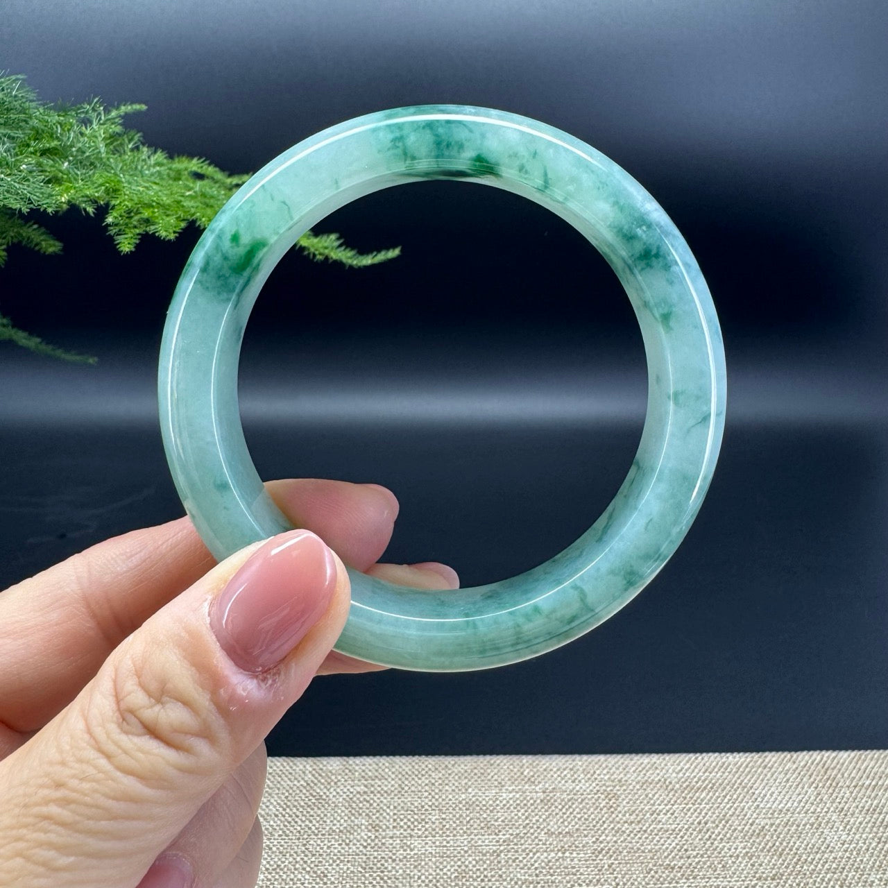 Genuine Burmese Green Jade Jadeite Bangle Bracelet (57.5mm)