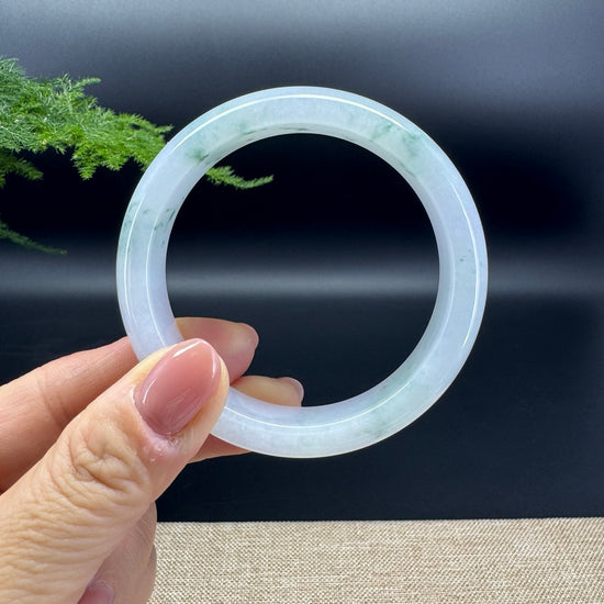 Genuine Burmese Icy Lavender Green Jade Jadeite Bangle Bracelet ( 56.7mm )