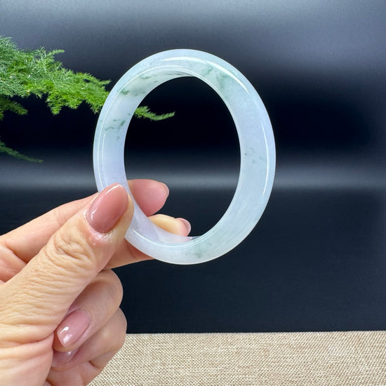 Genuine Burmese Icy Lavender Green Jade Jadeite Bangle Bracelet ( 56.7mm )