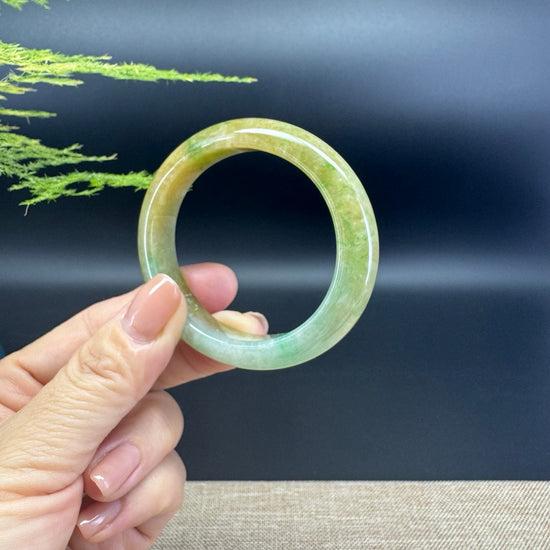 Genuine Burmese Yellow Green Jade Jadeite Bangle Bracelet ( 54.5*47mm )