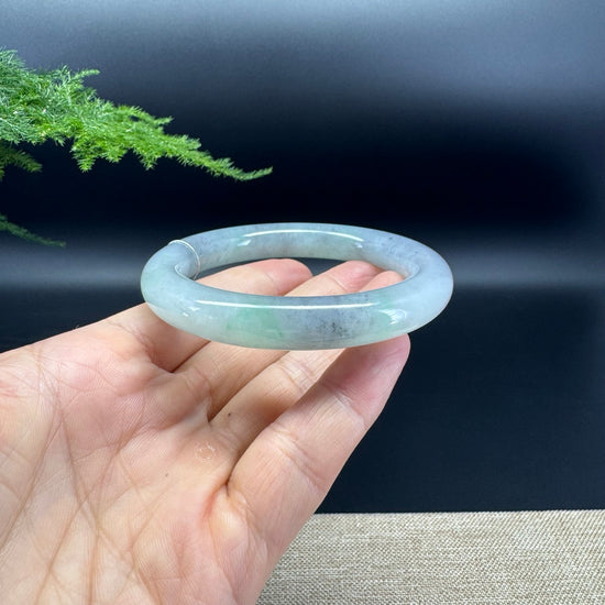 Genuine Burmese Icy Black Green Jade Jadeite Bangle Bracelet ( 56.3mm )