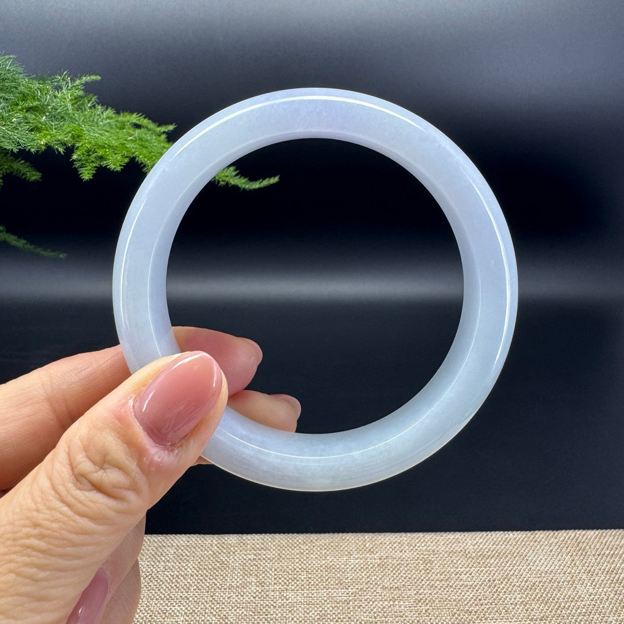 Genuine Burmese Lavender Green Jade Jadeite Bangle Bracelet ( 61mm )