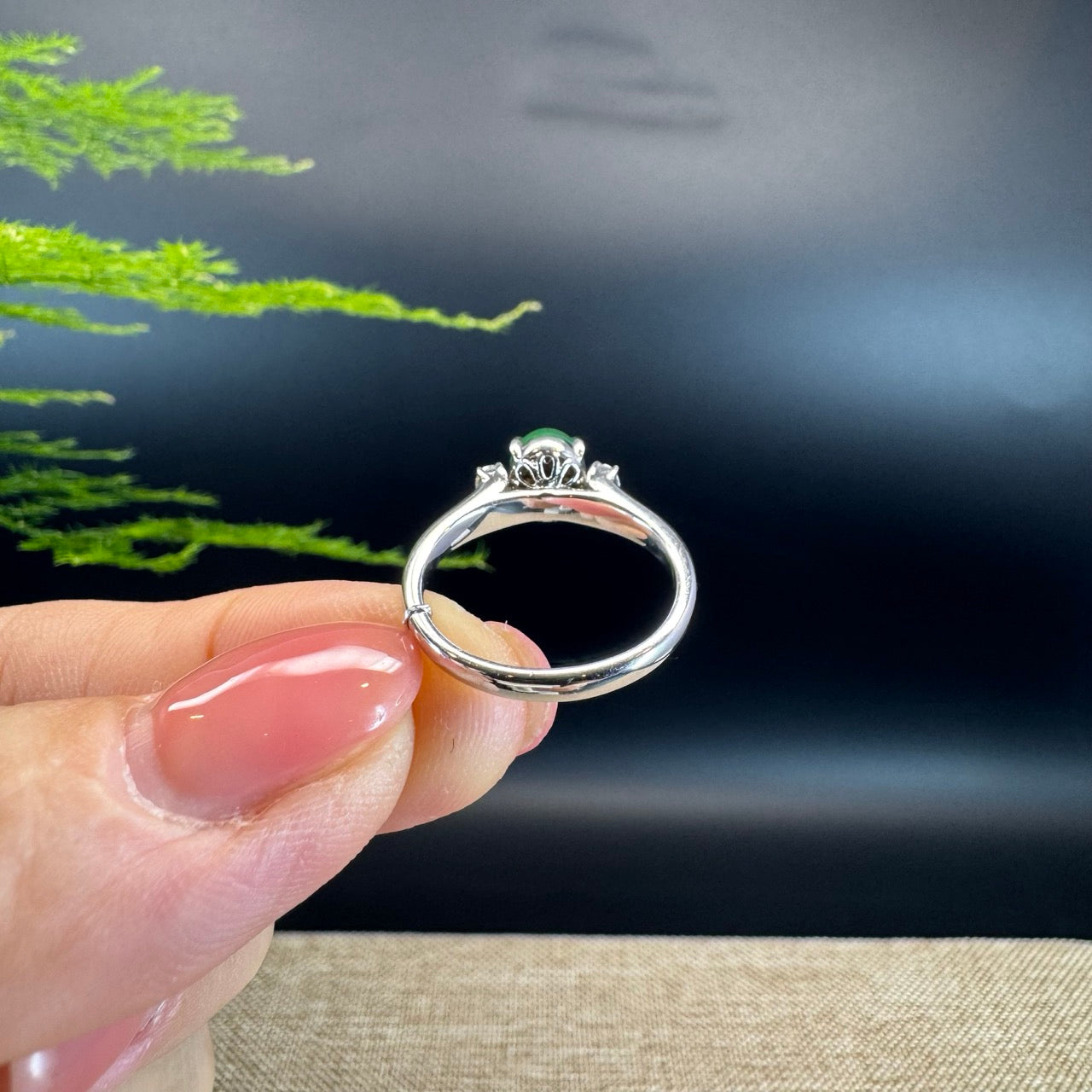 RealJade® "Signature Signet" 18K White Gold Imperial Green Jadeite Jade Ring