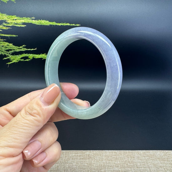 Genuine Burmese Lavender Green Jade Jadeite Bangle Bracelet (52.5mm)