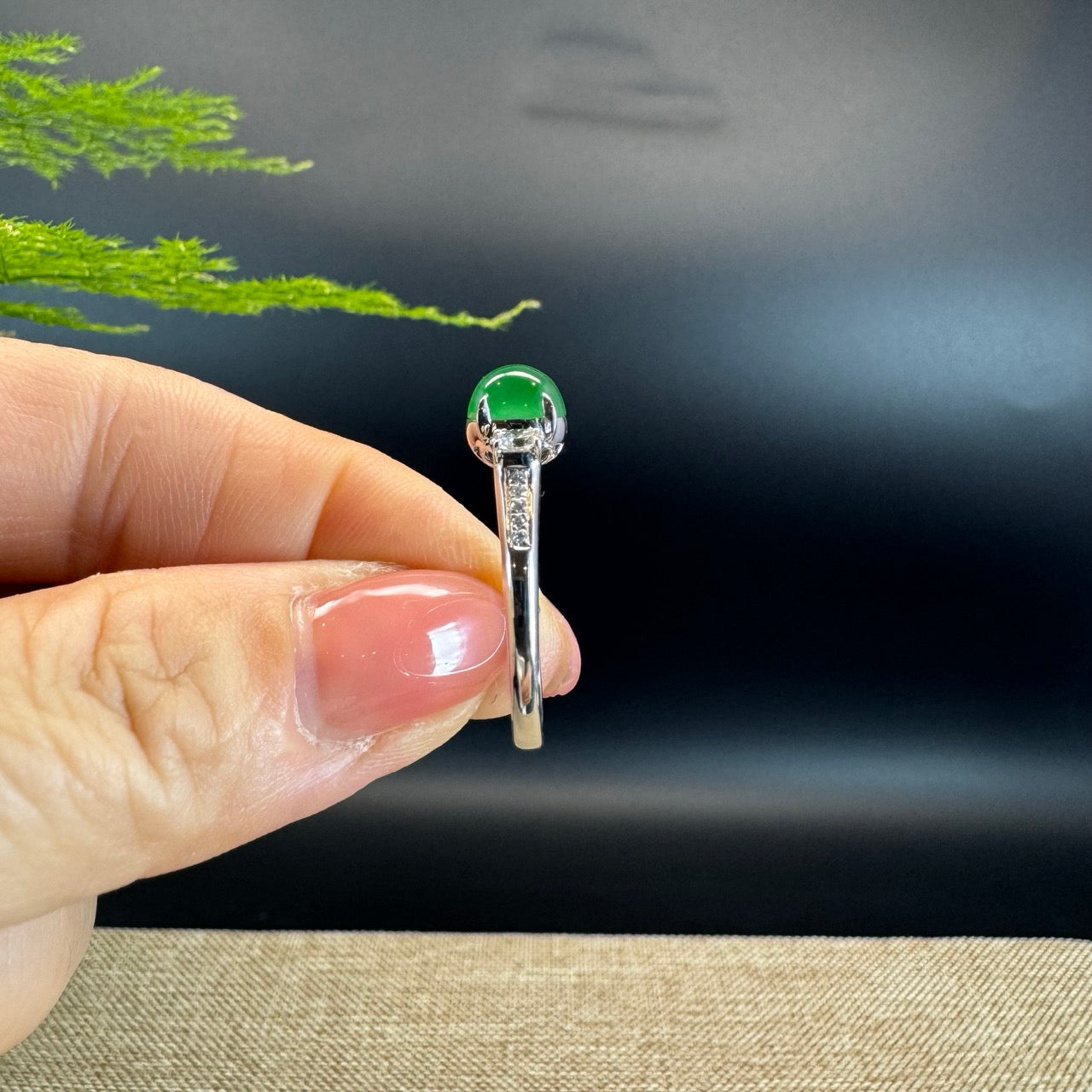 RealJade® "Signature Signet" 18K White Gold Imperial Green Jadeite Jade Ring