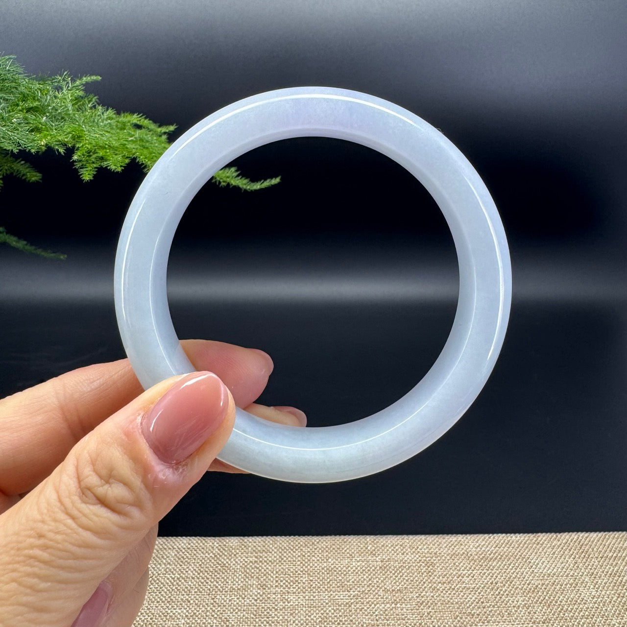 Genuine Burmese Lavender Green Jade Jadeite Bangle Bracelet ( 61mm )