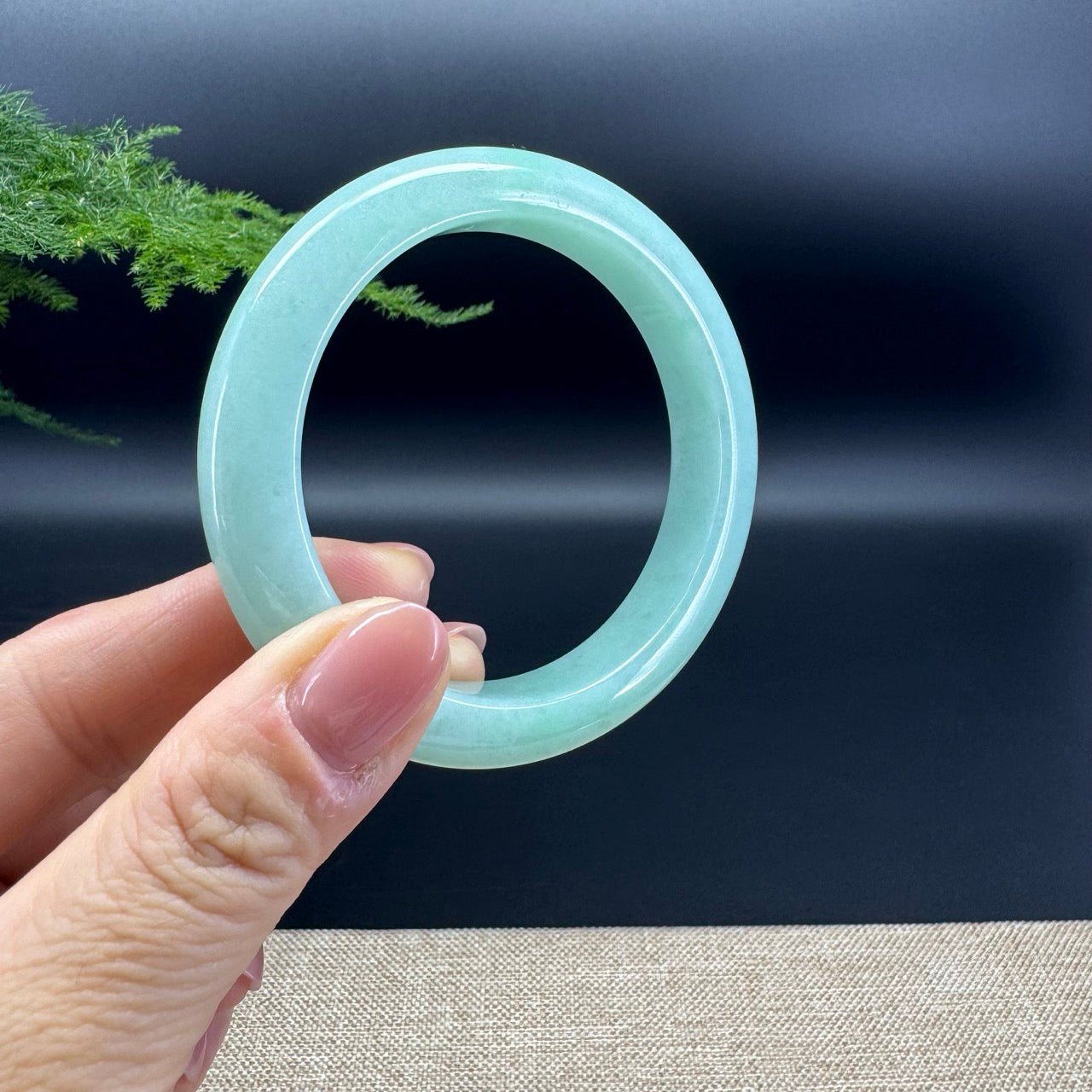 Genuine Burmese Icy Green Jade Jadeite Bangle Bracelet (55.3mm)